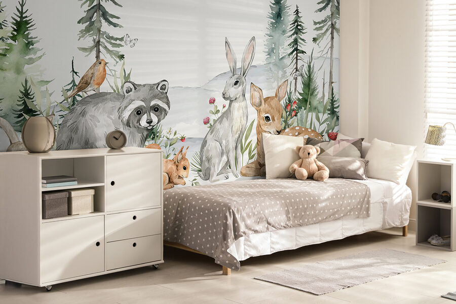 Wall murals A group of animals in a forest - Image 3