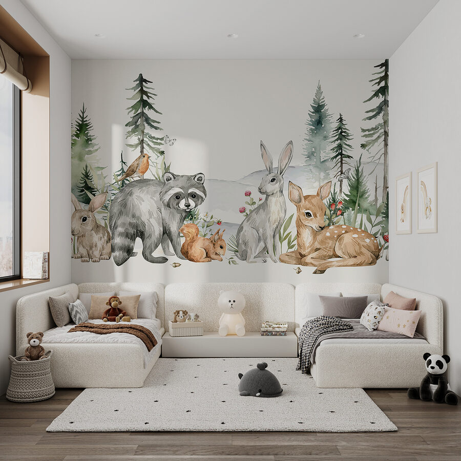 Wall murals A group of animals in a forest - Image 4