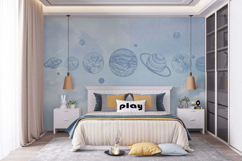 A line of planets in the sky