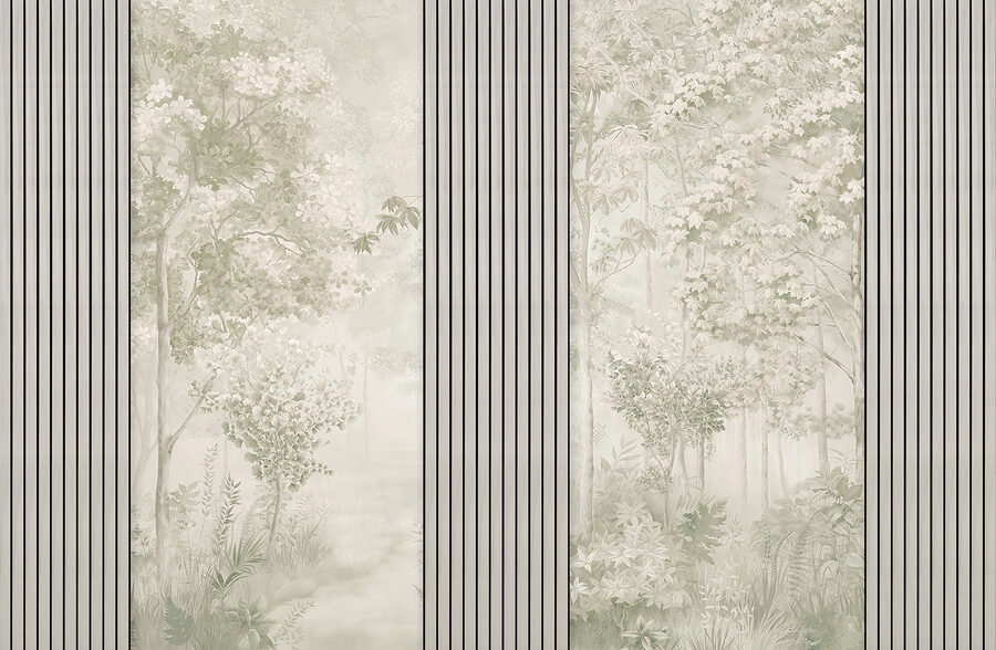 Wall murals A wallpaper with trees and flowers - Image 4