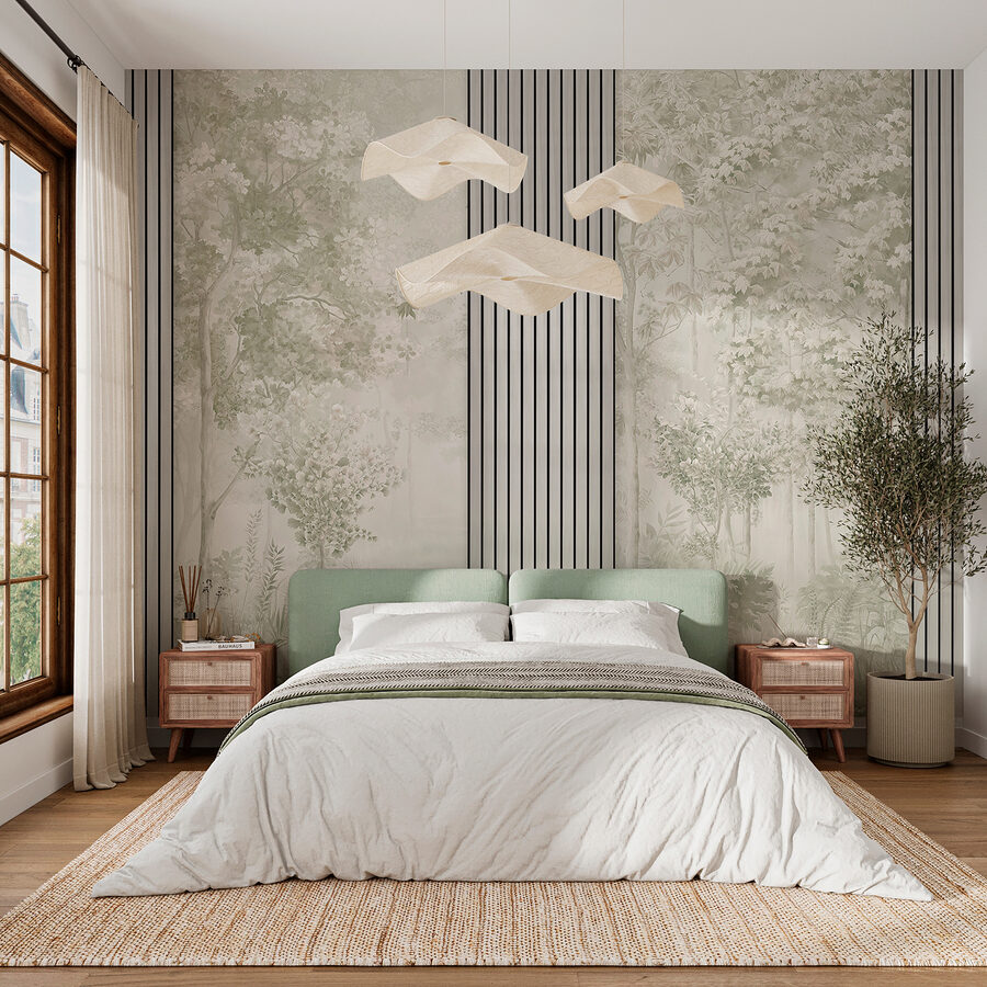 Wall murals A wallpaper with trees and flowers