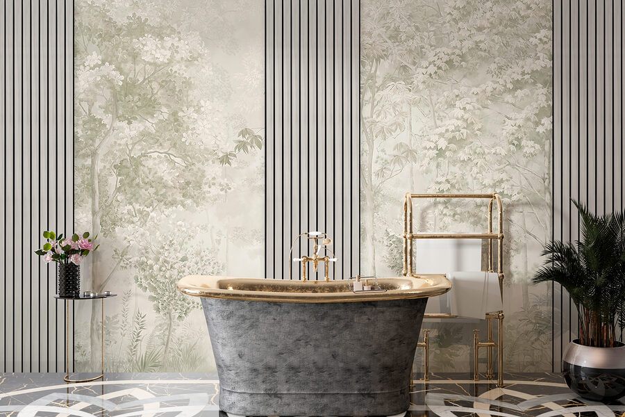 Wall murals A wallpaper with trees and flowers - Image 3