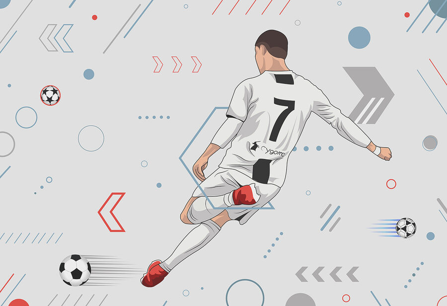 A football player kicking a ball