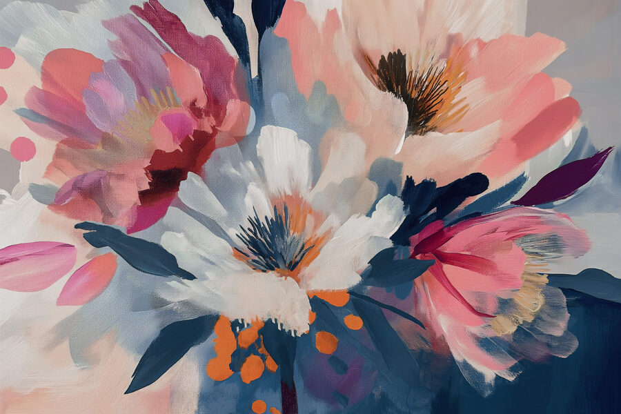 Wall murals A painting of flowers on a fabric - Image 3