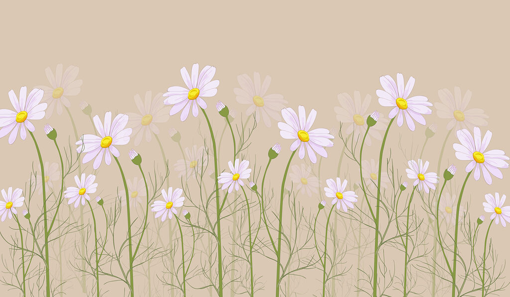 A group of flowers on stems