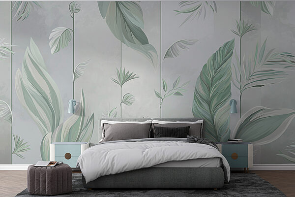 Wall mural Wall mural A wallpaper with leaves and flowers (SKU: w00808v1)