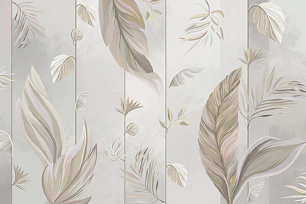 A wallpaper with leaves and flowers A wallpaper with leaves and flowers