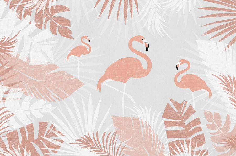 A pink flamingos and leaves A pink flamingos and leaves