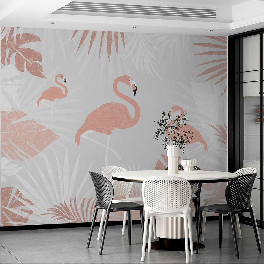 A pink flamingos and leaves A pink flamingos and leaves