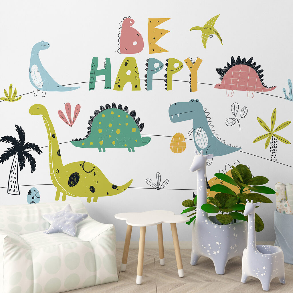 A group of dinosaurs and words