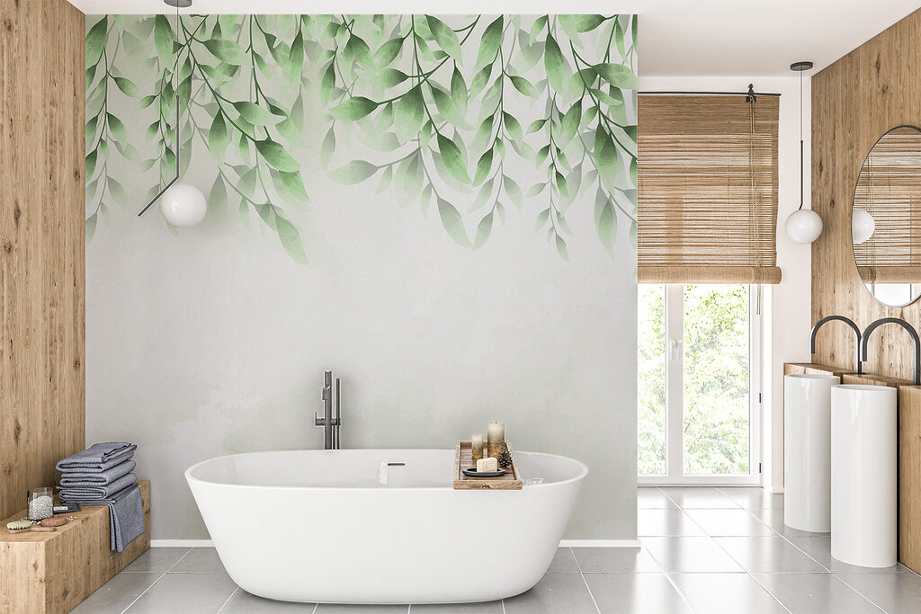 A green leaves on a white background