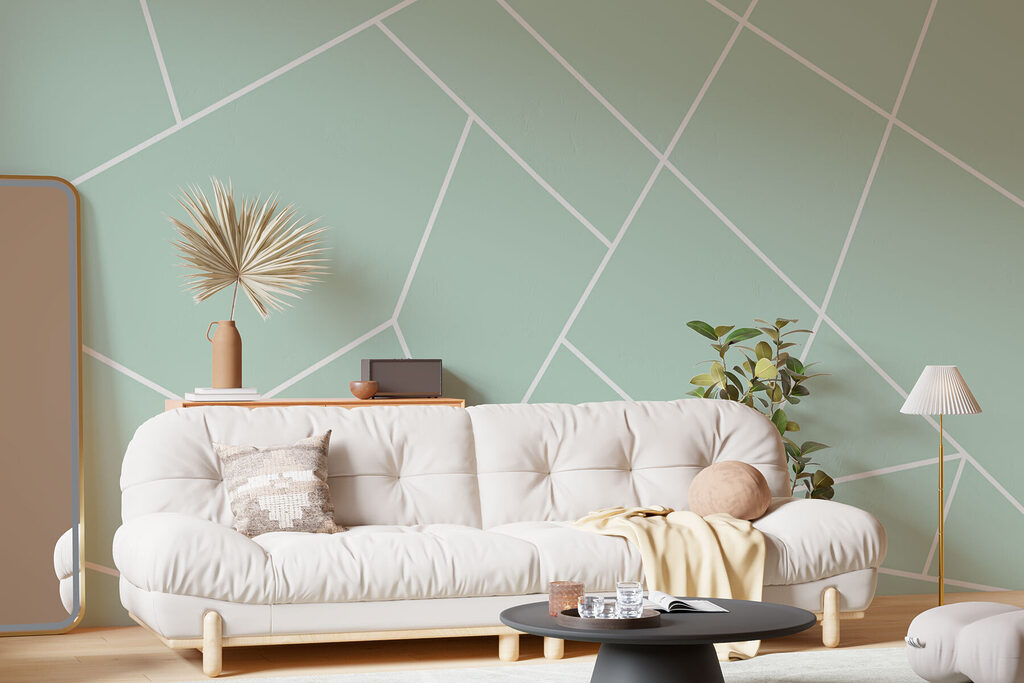 A white lines on a green background