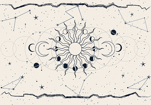 A drawing of the sun and the moon A drawing of the sun and the moon