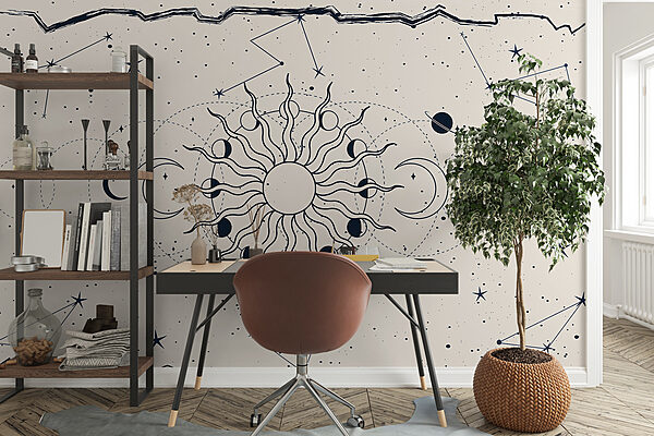 A drawing of the sun and the moon A drawing of the sun and the moon