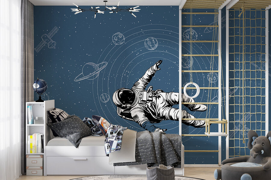 An astronaut floating in space An astronaut floating in space
