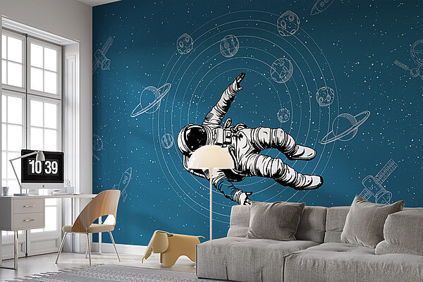 An astronaut floating in space An astronaut floating in space