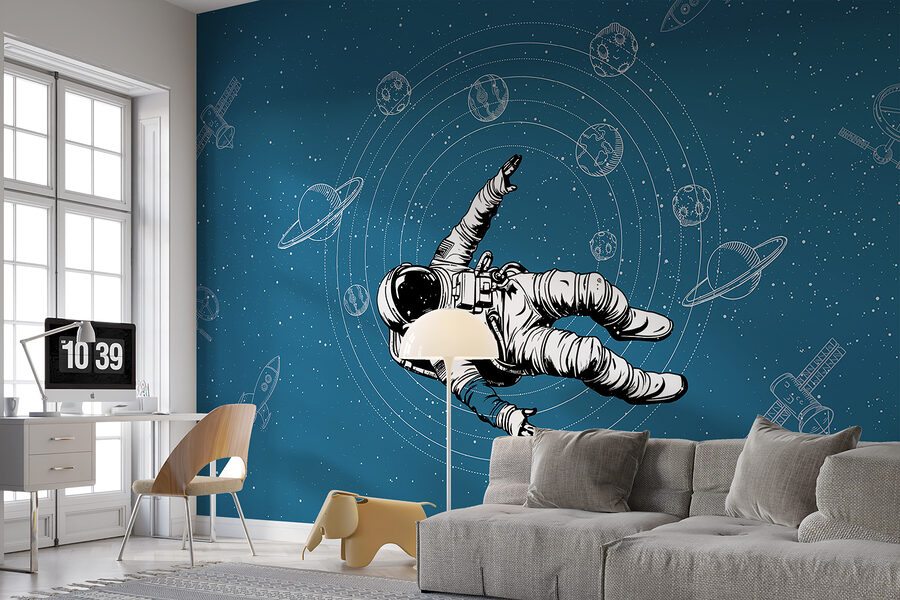 An astronaut floating in space An astronaut floating in space