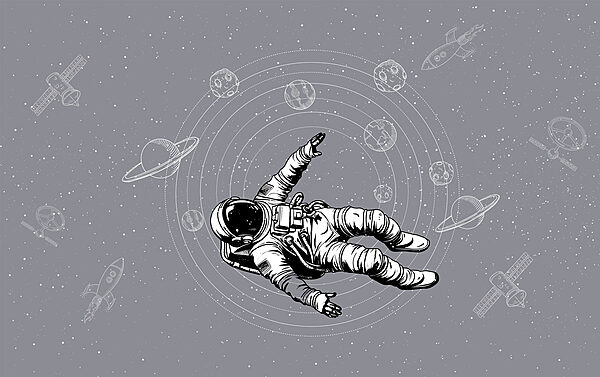 An astronaut floating in space