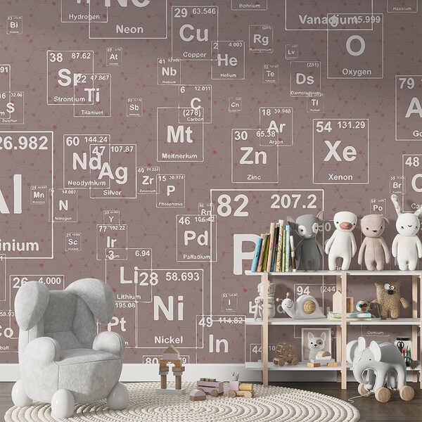 A pattern of white and black periodic table elements