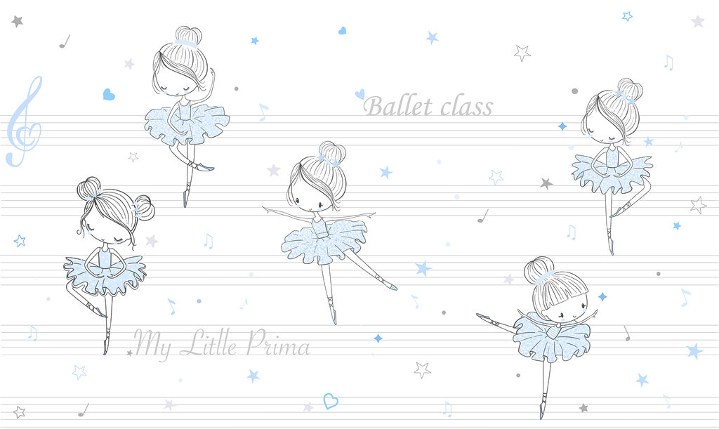 A group of ballet dancers on musical notes