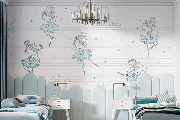 Wall mural Wall mural A group of ballet dancers on musical notes (SKU: w00755v1)