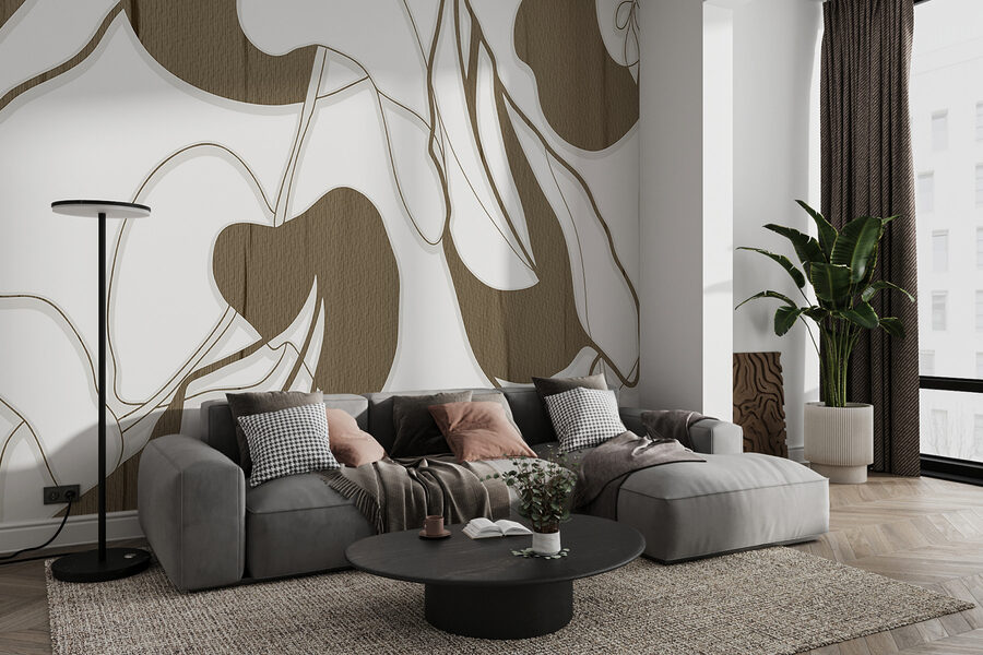 A white and brown floral pattern