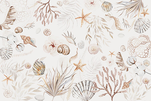 A watercolor sea life pattern A watercolor sea life pattern