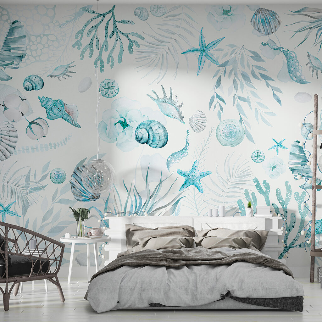 A watercolor sea life pattern