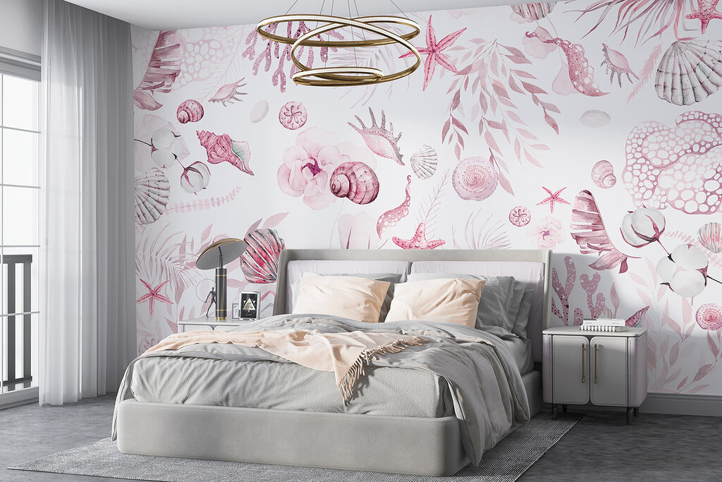 A watercolor sea life pattern