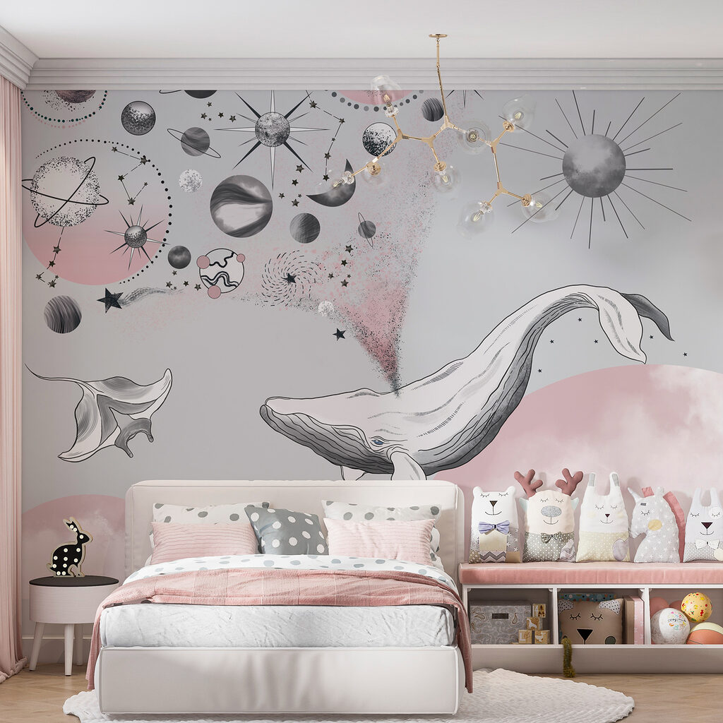 A whale with planets and stars