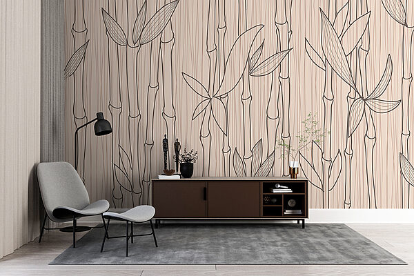 A drawing of bamboo stems and leaves A drawing of bamboo stems and leaves