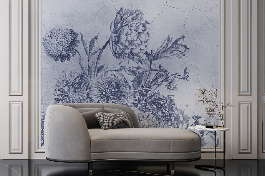 Wall murals Delicate floral illustration in blue tones. - Image 5