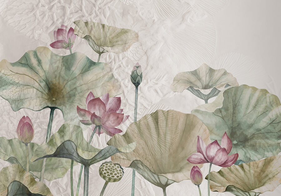 A painting of flowers and leaves A painting of flowers and leaves