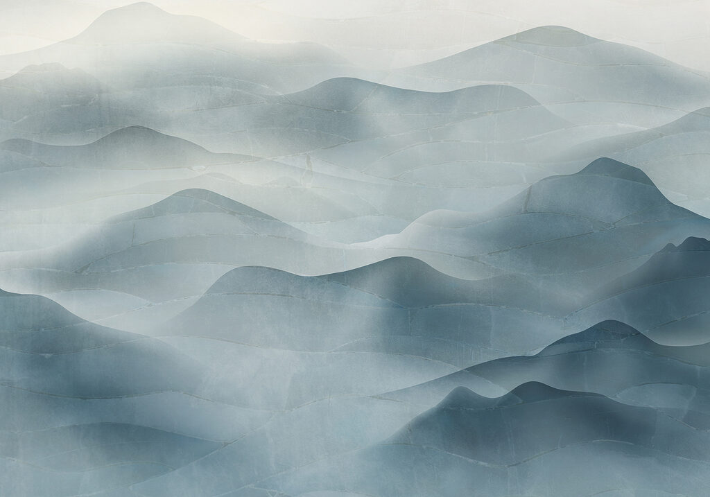 A foggy landscape with mountains A foggy landscape with mountains