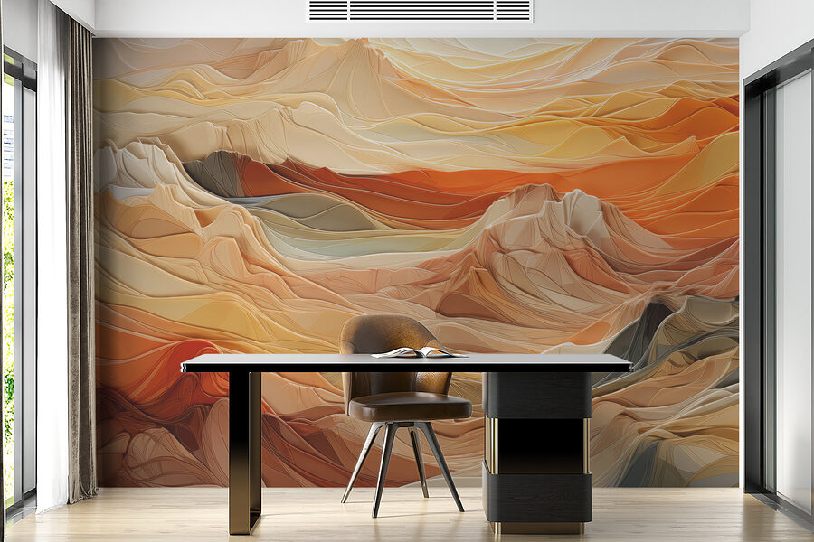 A colorful mountains with lines