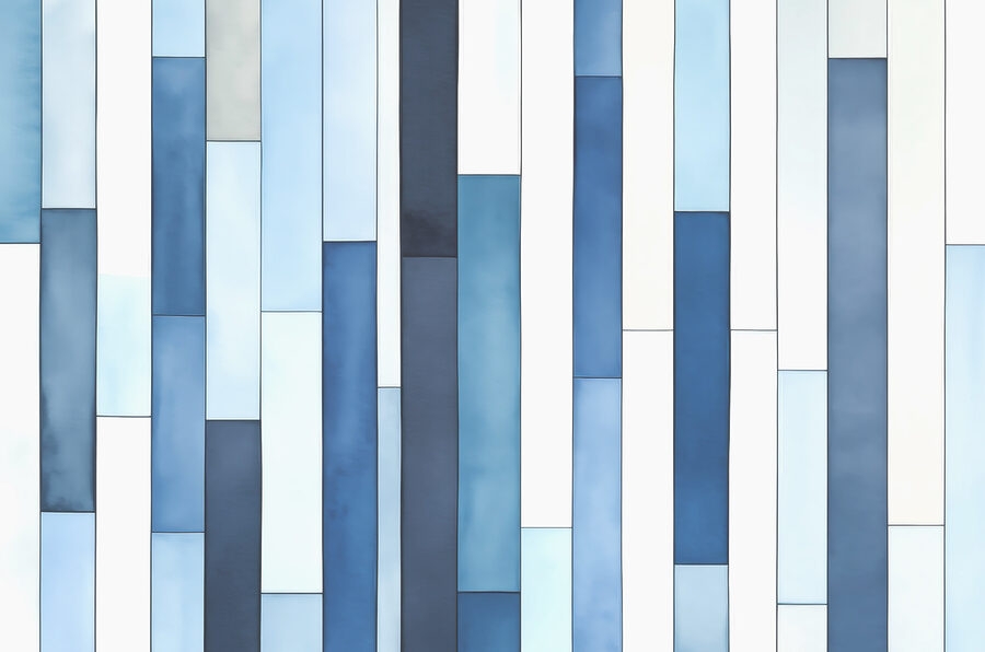 A blue and white striped wall