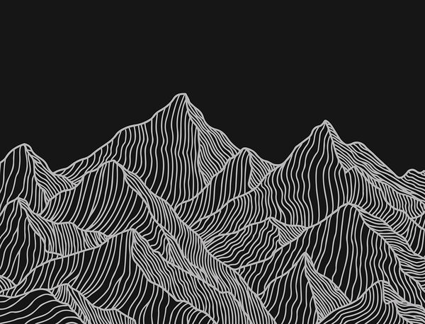 A black and white mountain range