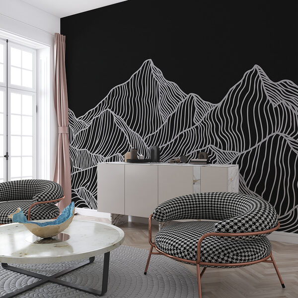 Wall mural Wall mural A black and white mountain range (SKU: w01214v1)