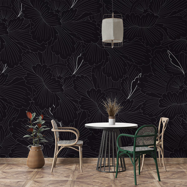 A black and white floral pattern A black and white floral pattern