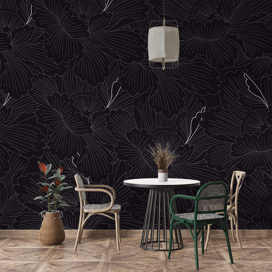 A black and white floral pattern A black and white floral pattern