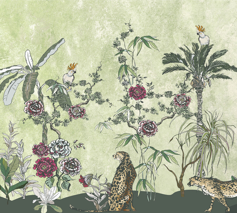 A painting of plants and flowers