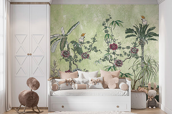 A painting of plants and flowers A painting of plants and flowers