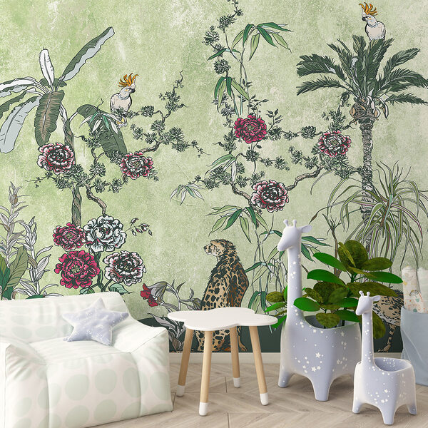 A painting of plants and flowers A painting of plants and flowers