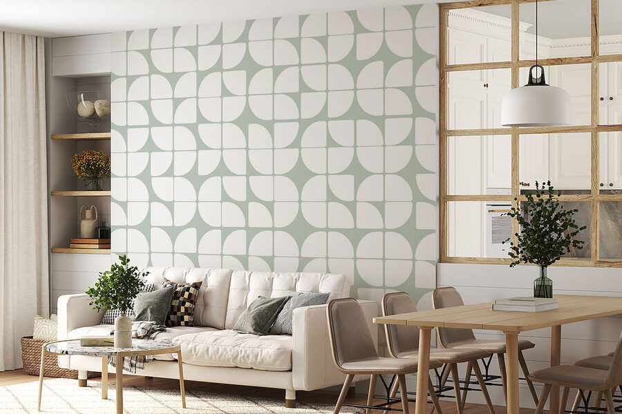 Wall murals A pattern of white and gray circles