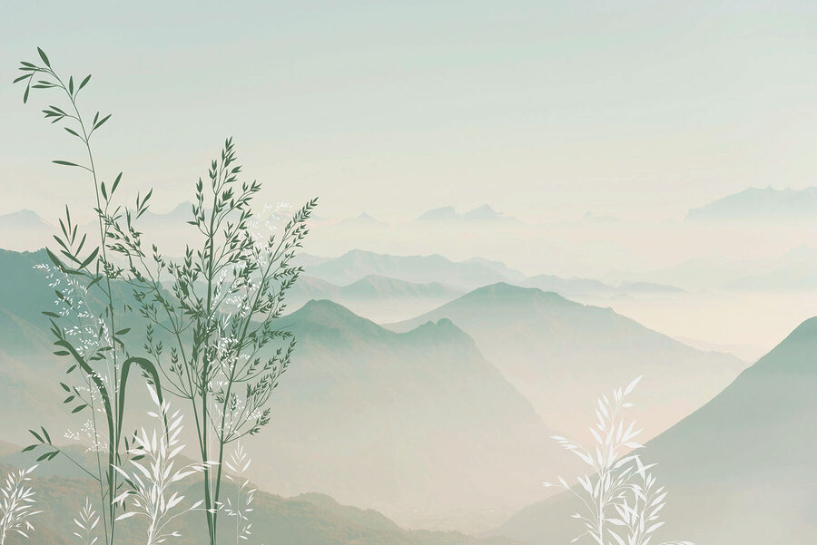 Wall murals A landscape with mountains and trees - Image 3