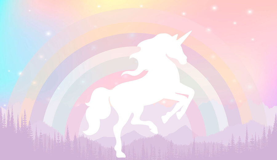 Wall murals A unicorn with a rainbow and mountains - Image 4
