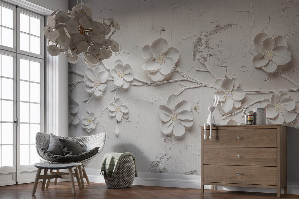 A white flowers on a white surface