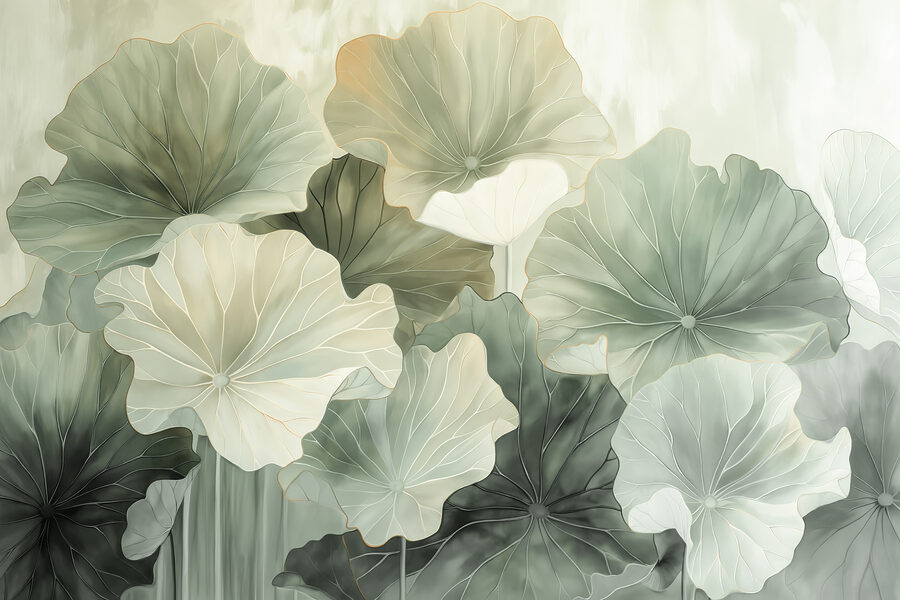 Wall murals A group of leaves with a light background - Image 4