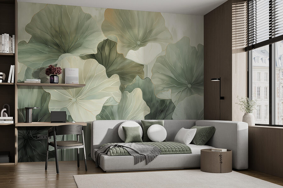 Wall murals A group of leaves with a light background - Image 2