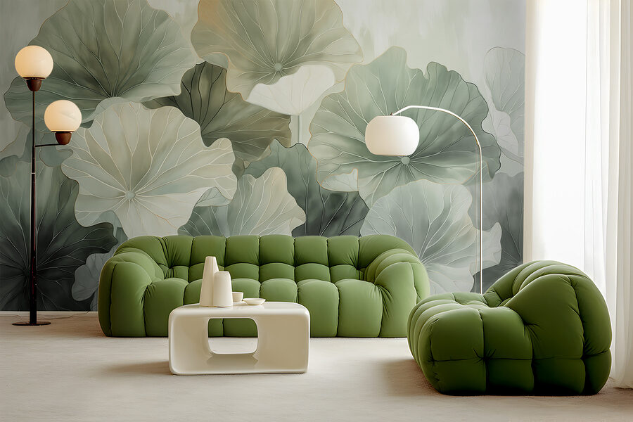 Wall murals A group of leaves with a light background - Image 3